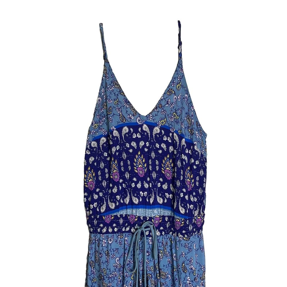 Jaase Jumpsuit Size M Wide Leg Blue Paisley Adjustable Straps Bohemian Festival - Picture 6 of 13